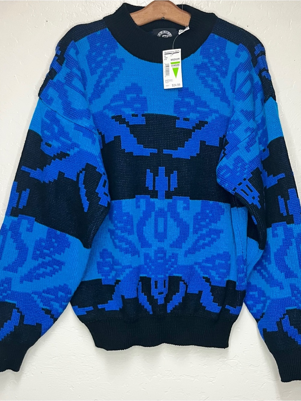 Vintage Permit Sweater Mens Medium 90s Geometric Knit Pullover Grandpa Ski Retro